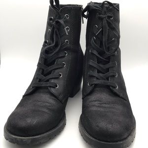 Black lace up combat boots